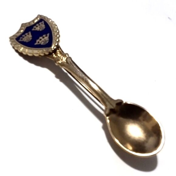 Vintage Three Crown Enamel Spoon Pin Brooch - Picture 4 of 6